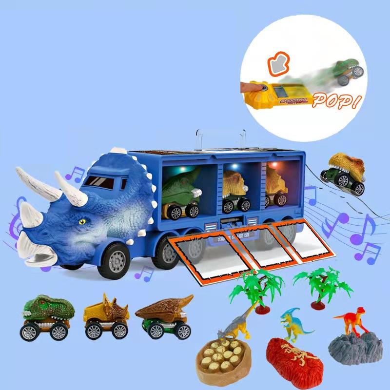 Dinosaur Transport Truck Playset – Lights, Music & Mini Dino Cars