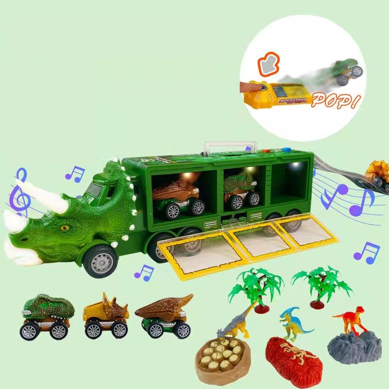 Dinosaur Transport Truck Playset – Lights, Music & Mini Dino Cars