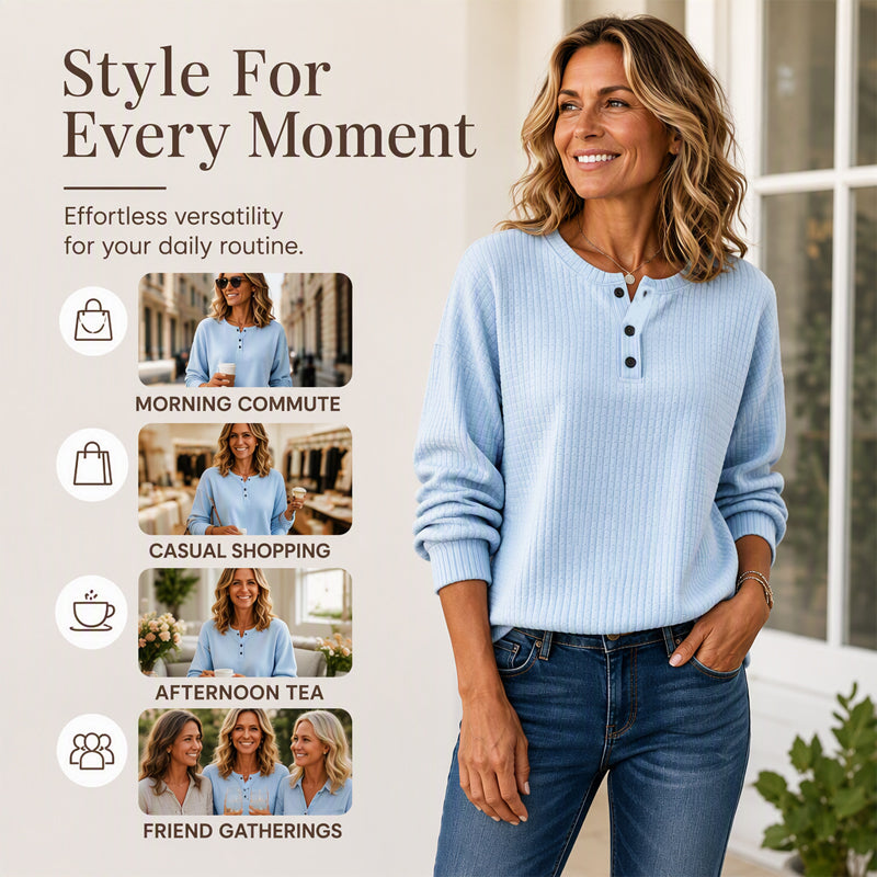 Women's Casual Waffle Knit Sweatshirt | Cozy Everyday Pullover