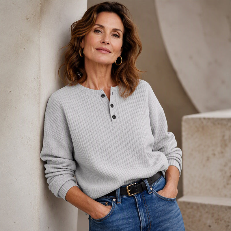 Women's Casual Waffle Knit Sweatshirt | Cozy Everyday Pullover
