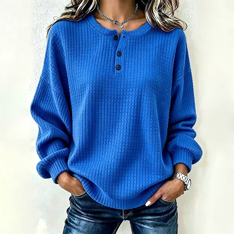 Women's Casual Waffle Knit Sweatshirt | Cozy Everyday Pullover