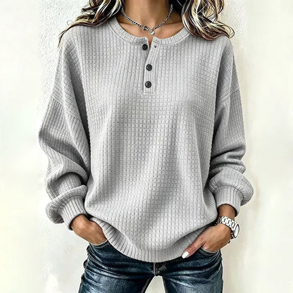 Women's Casual Waffle Knit Sweatshirt | Cozy Everyday Pullover