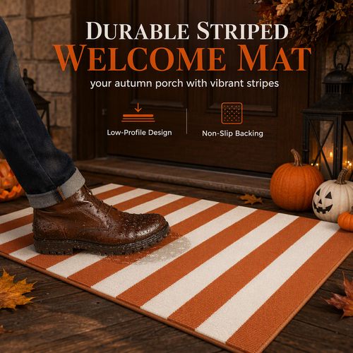Striped Non-Slip Door Mat | Soft & Durable Entryway Rug