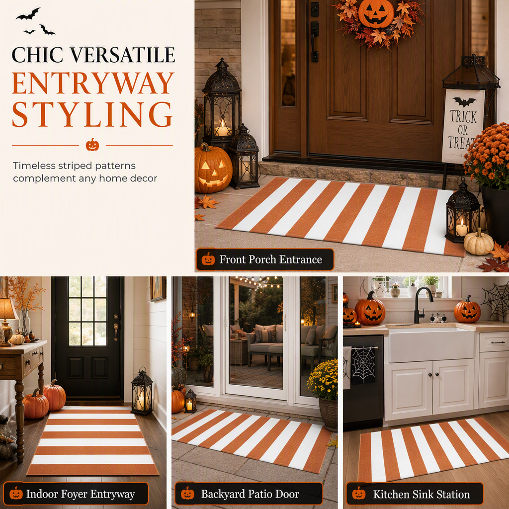 Striped Non-Slip Door Mat | Soft & Durable Entryway Rug