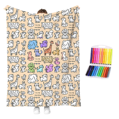 DIY Coloring Blanket Kit | Creative Color-Your-Own Cozy Throw