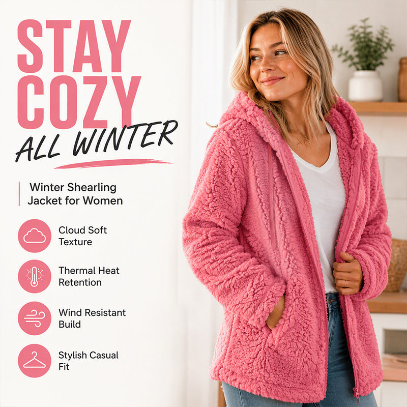 🌸🌸Women's Hooded Zip-Up Fuzzy Jacket