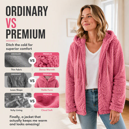 🌸🌸Women's Hooded Zip-Up Fuzzy Jacket