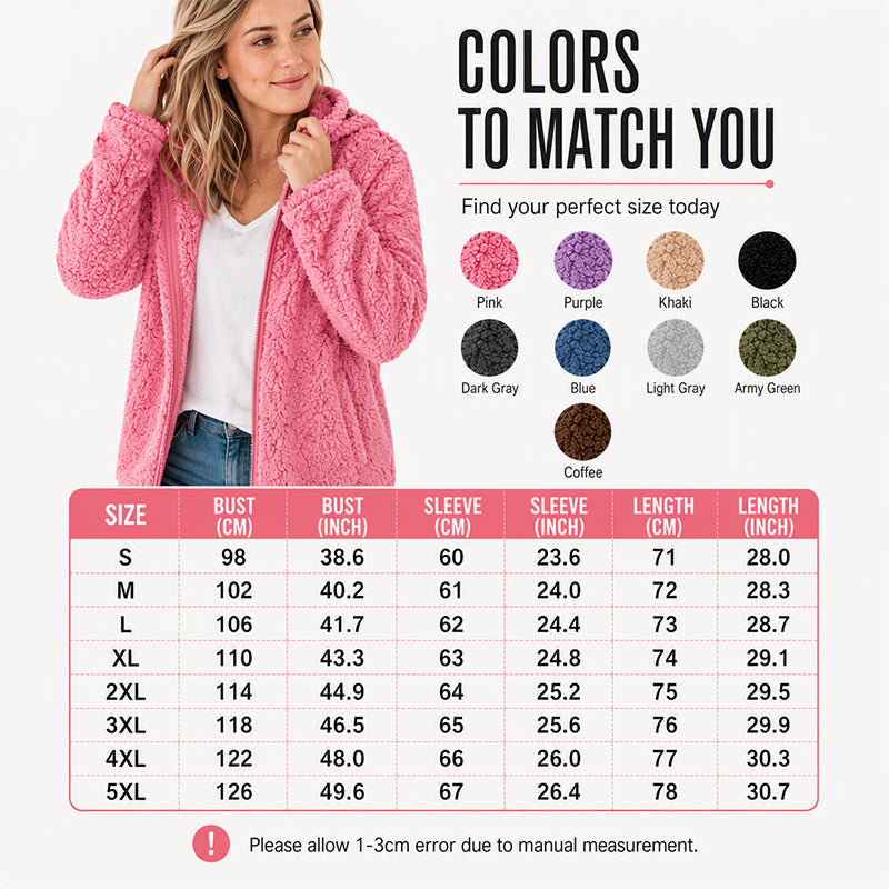 🌸🌸Women's Hooded Zip-Up Fuzzy Jacket