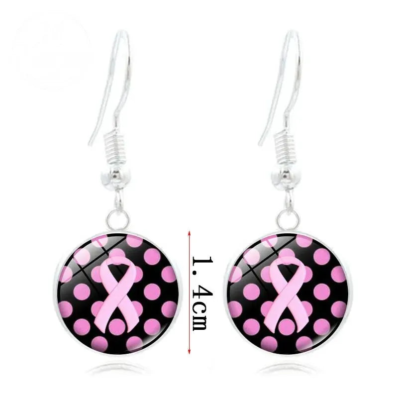 Pink Ribbon Time Gem Earrings