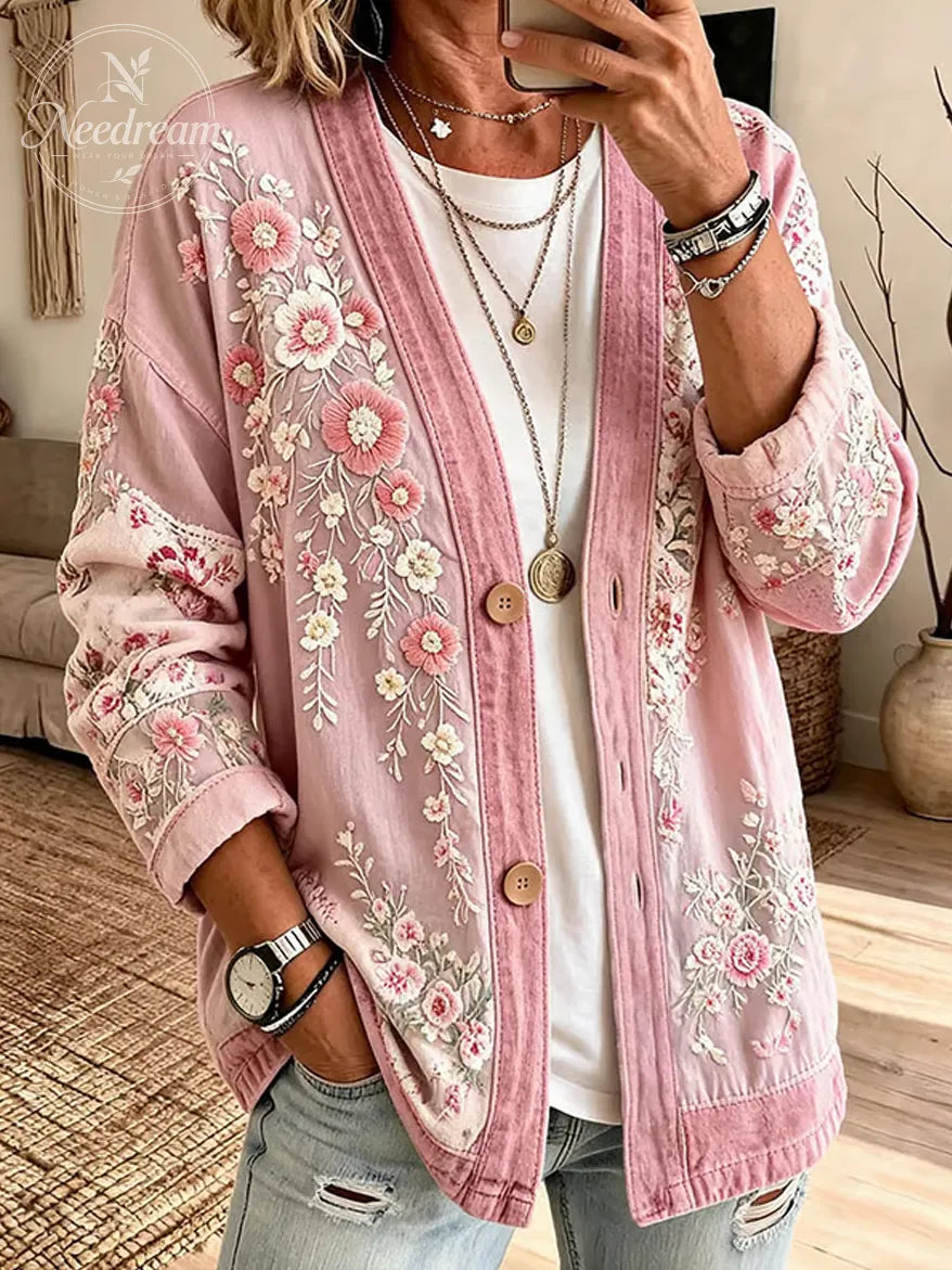 Women'S Leisure Breast Cancer Promotion Month Knitting Cardigan