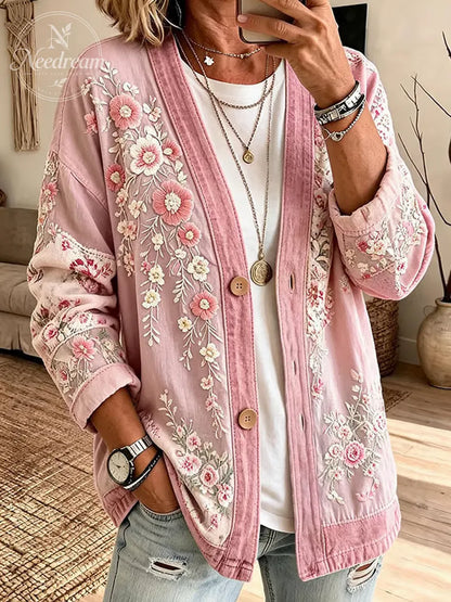 Women'S Leisure Breast Cancer Promotion Month Knitting Cardigan
