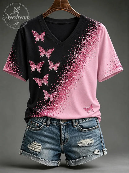 Women's Breast Cancer Awareness Printed Cotton Blend Short Sleeve Tee