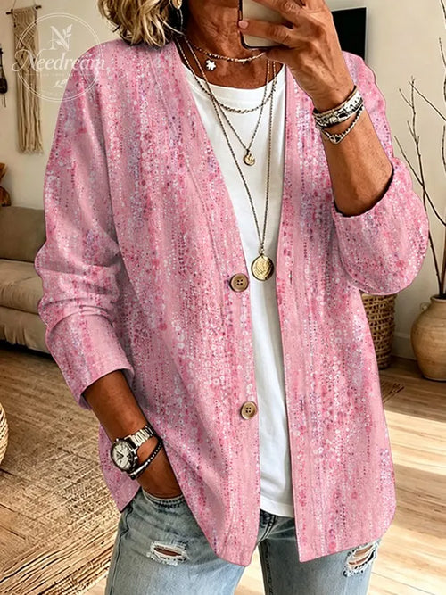 Women'S Leisure Breast Cancer Promotion Month Knitting Cardigan