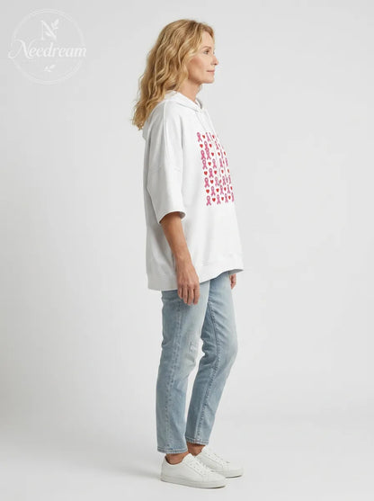 Women's Breast Cancer Awareness Pink Ribbon Heart Printed Hoodie