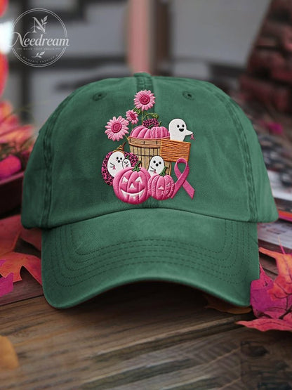 Women's casual October we wear pink ghost washed cotton hat