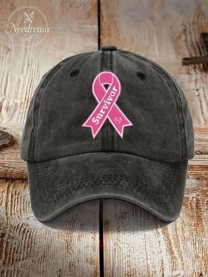 Unisex Breast Cancer Awareness Survivor Pink Ribbon Print Hat