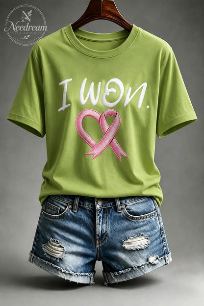 Women's “I Won” Round Neck 100% Cotton T-Shirt