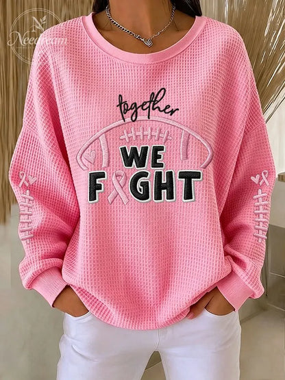 Women'S Together We Fight Print Waffle Sweatshirt