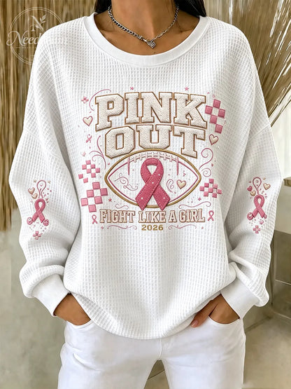 Women'S Pink Rugby Waffle Sweatshirt