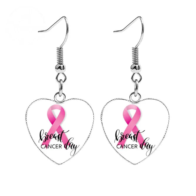 AIDS Breast Prevention Badge Earrings