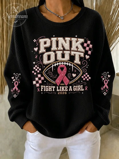 Women'S Pink Rugby Waffle Sweatshirt