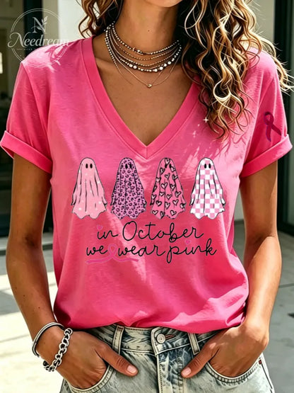 Women'S Breast Cancer Awareness Halloween T-Shirt