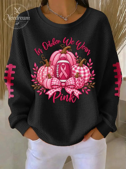 Women'S Pink Rugby Waffle Sweatshirt
