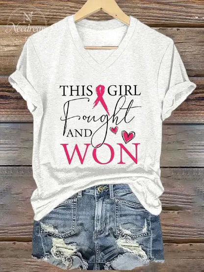 Women's This Girl Fought and Won Print T-Shirt