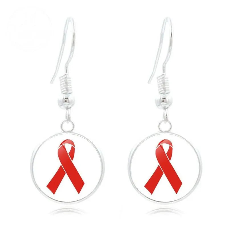 Pink Ribbon Time Gem Earrings