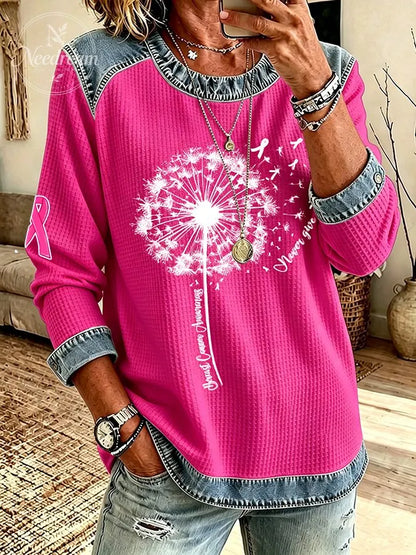 Women'S Breast Cancer Printed Casual Long Sleeve Top