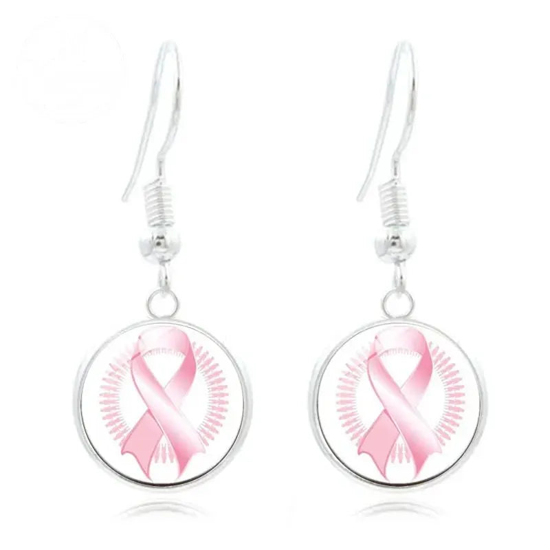 Pink Ribbon Time Gem Earrings