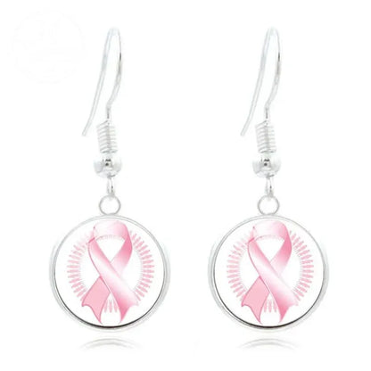 Pink Ribbon Time Gem Earrings