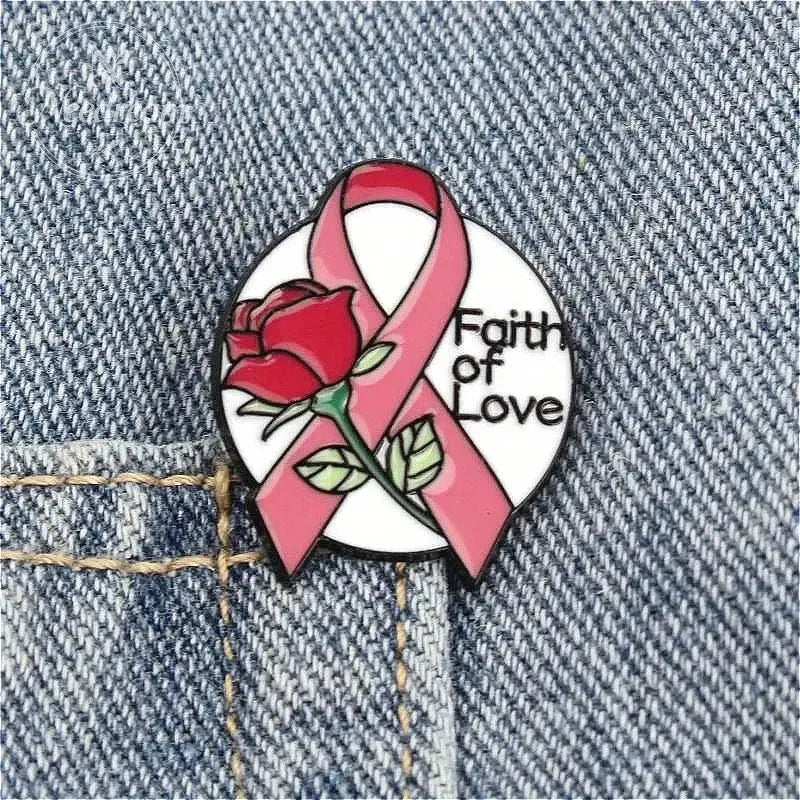 AIDS Promotion Commemorative Badge Pink Ribbon Breast Brooch
