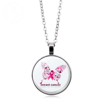 Love Women Pink Ribbon Gemstone Necklace