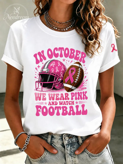 Women'S Pink Art Printed Casual T-Shirt