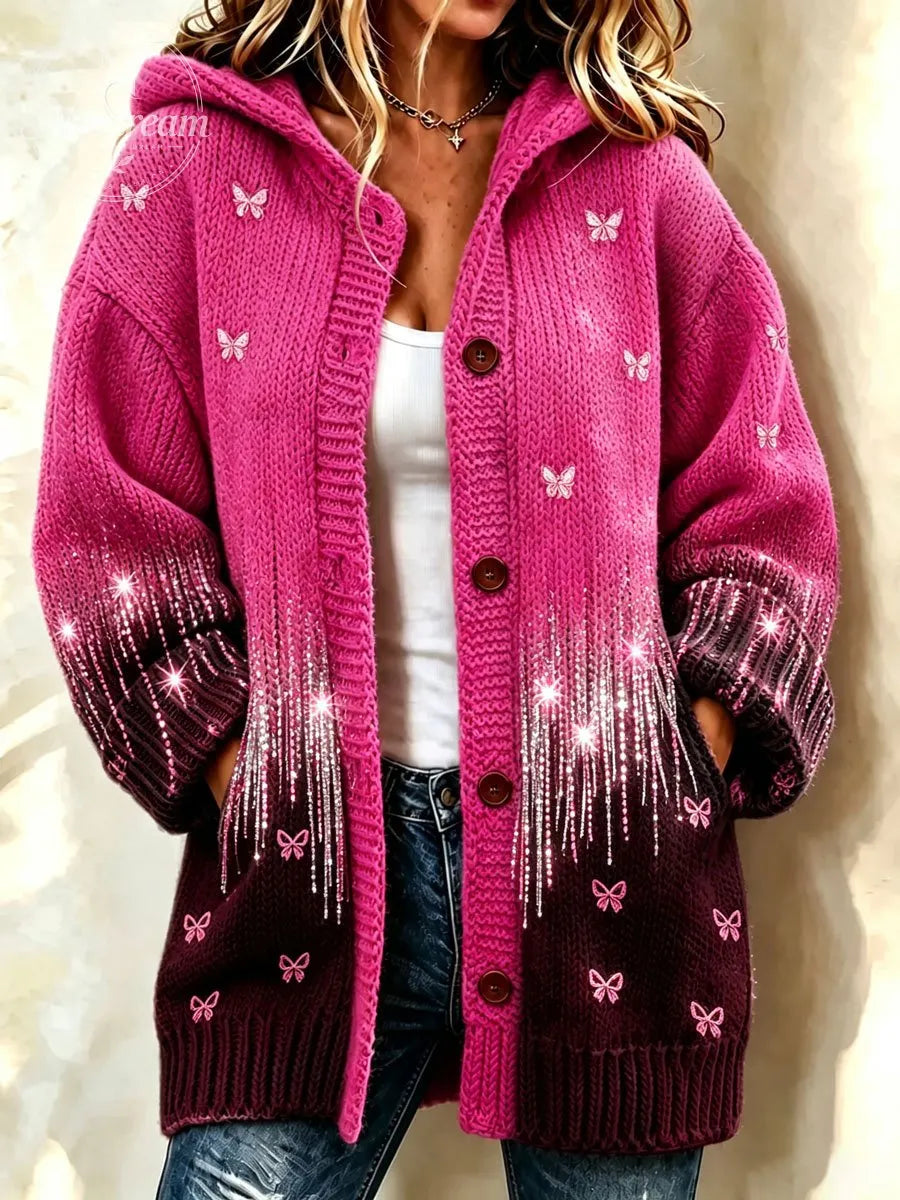 Women'S Breast Cancer Gradient Long Sweater