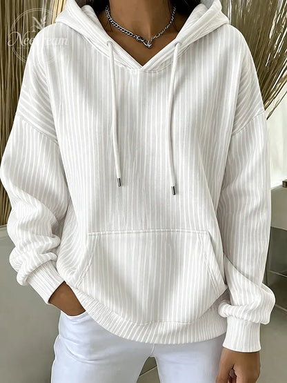 Women'S Casual Striped Hooded Printed Sportswear