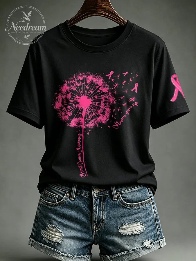 Women's Never Giver Up Printed Casual T-Shirt