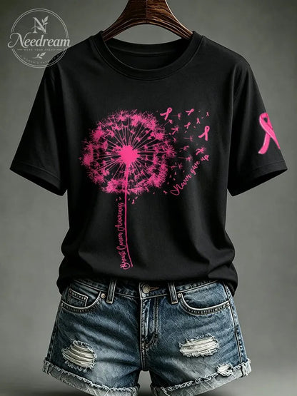 Women's Never Giver Up Printed Casual T-Shirt