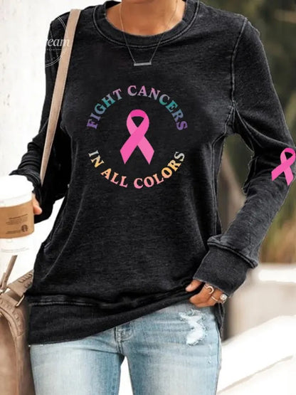 Women's Breast Cancer Awareness Fight Cancer In All Colors Sweatshirt