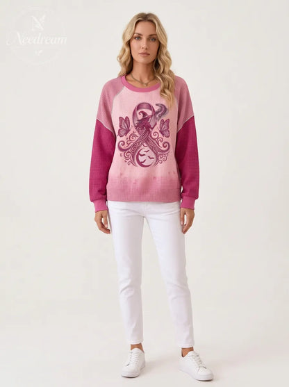 Women's Breast Cancer Awareness Witch Butterfly Printed Sweatshirt
