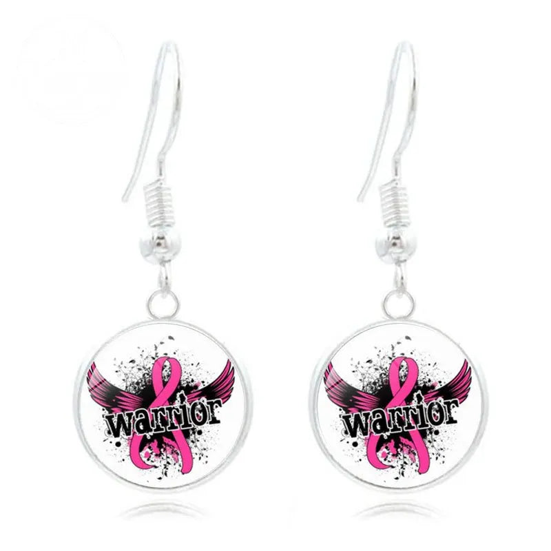 Pink Ribbon Time Gem Earrings