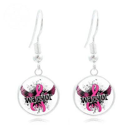 Pink Ribbon Time Gem Earrings