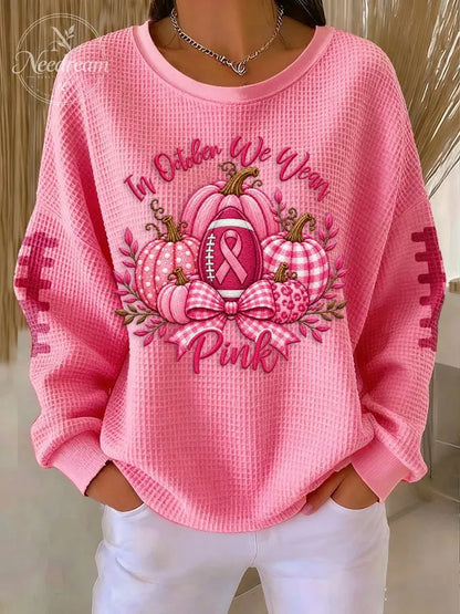 Women'S Pink Rugby Waffle Sweatshirt