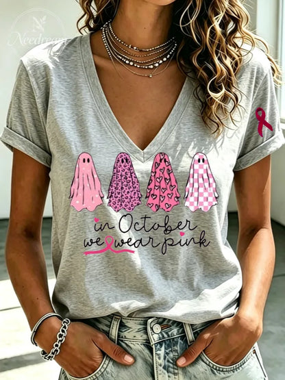 Women'S Breast Cancer Awareness Halloween T-Shirt
