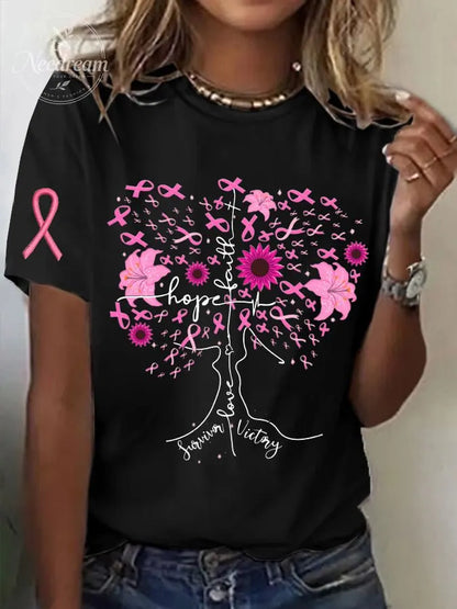 Women's Breast Cancer Print Casual T-Shirt