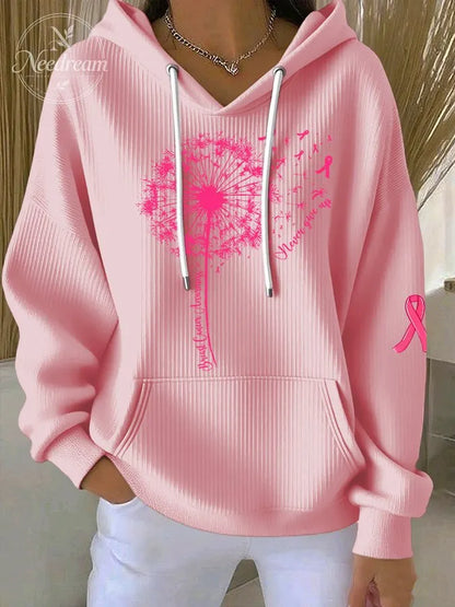 Women'S Breast Cancer Print Hooded Sweatshirt