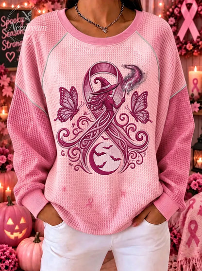 Women's Breast Cancer Awareness Witch Butterfly Printed Sweatshirt
