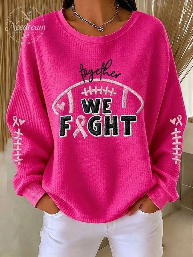 Women'S Together We Fight Print Waffle Sweatshirt