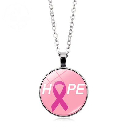 Love Women Pink Ribbon Gemstone Necklace